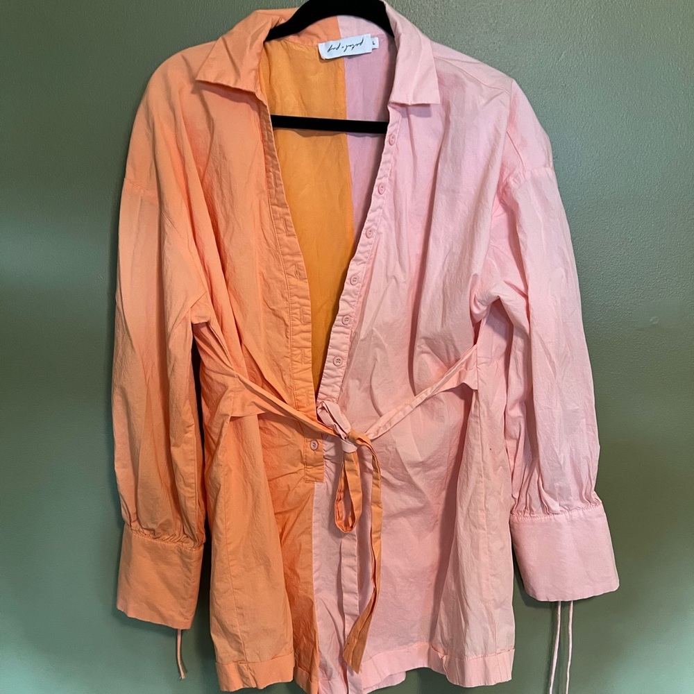 Petal & Pup Peach and Light Pink Tie-Front Jumpsuit Romper